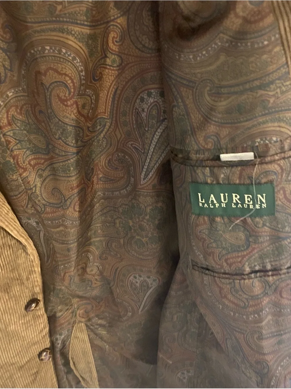 Ralph Lauren Brown Corduroy Sport Coat with Paisley Lining